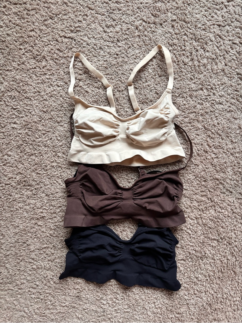 SKIMS Bralette Set in Cream, Brown, Black